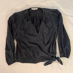 Madewell Wrap Top in Black Denim